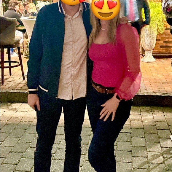 Altar’d State Size M Pink Bodysuit with gorgeous sheer organza sleeves - Picture 4 of 5